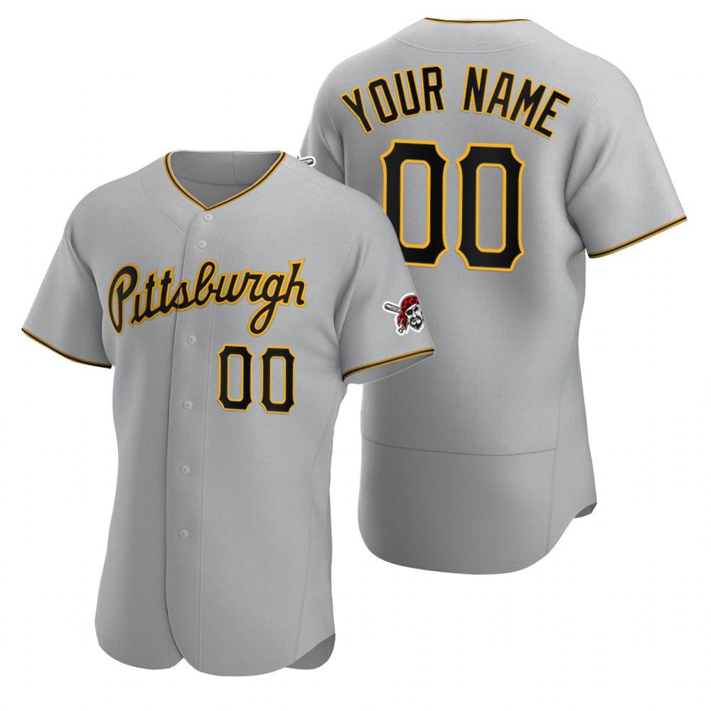 Custom Pittsburgh Pirates Gray Stitched Flex Base 2020 Road Baseball Jersey