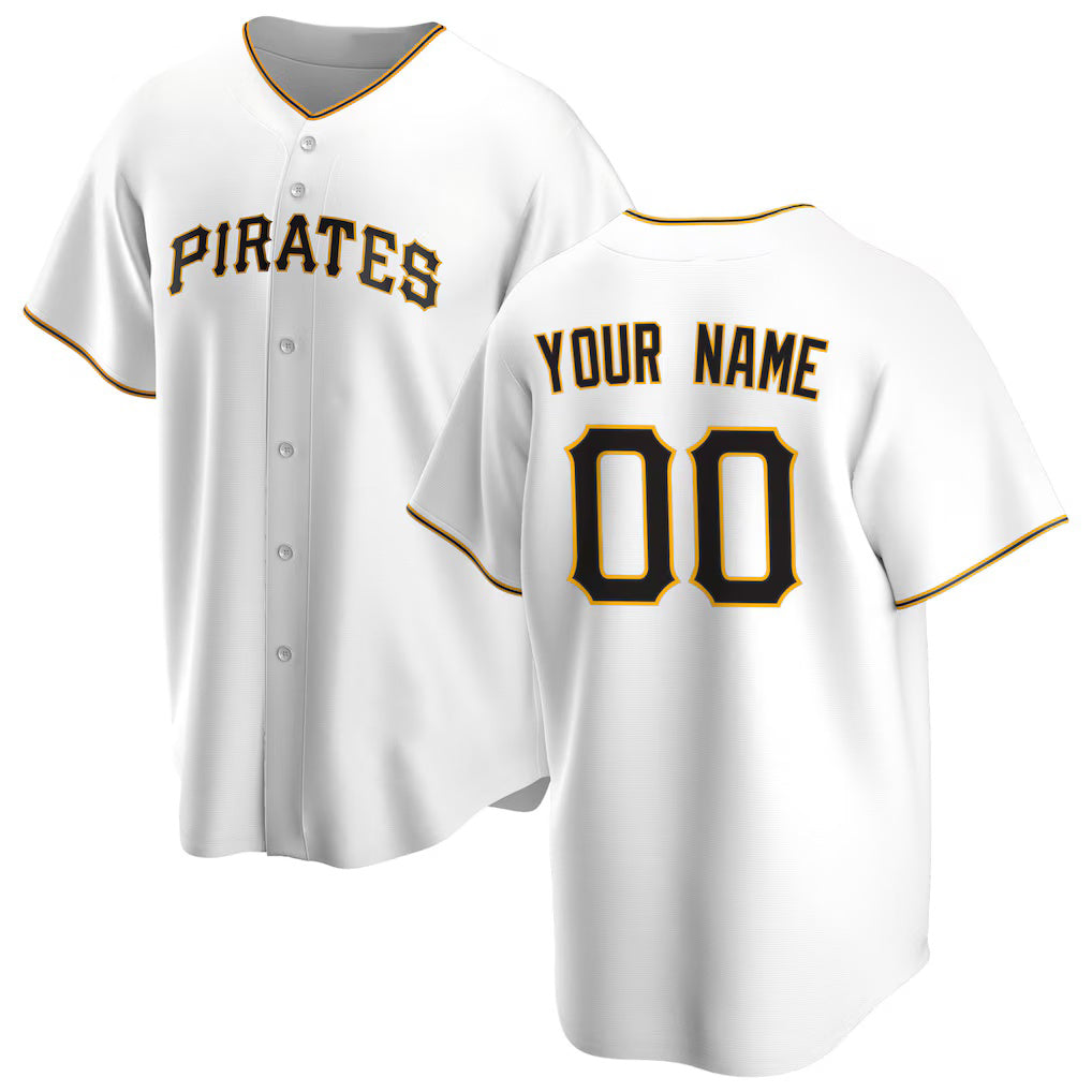 Custom Pittsburgh Pirates White Home Replica Baseball Jersey