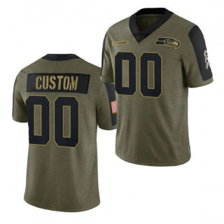 Custom S.Seahawks ACTIVE PLAYER Olive 2021 Salute To Service Limited Stitched Jersey