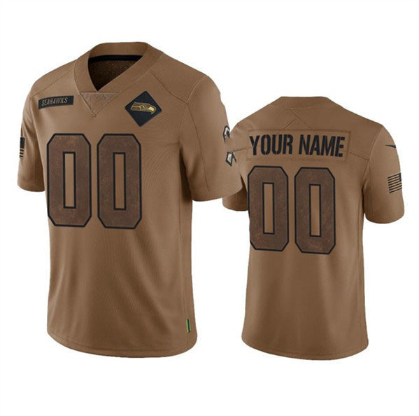 Custom S.Seahawks Active Player 2023 Brown Salute To Service Limited Stitched Jersey
