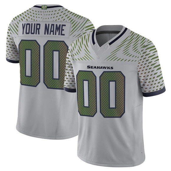 Custom S.Seahawks Active Player Gray 2025 F.U.S.E. “Rivalries” Vapor Untouchable Limited Stitched Jersey