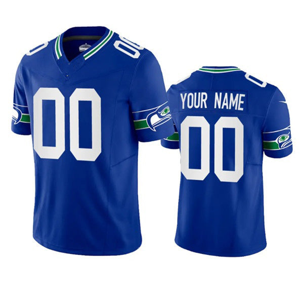 Custom S.Seahawks Active Player Royal 2023 F.U.S.E. Vapor Limited Throwback Stitched Jersey