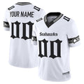 Custom S.Seahawks Active Player White 2025 F.U.S.E. 'Gothic Rain City Shadows Edition' Vapor Limited Stitched Jersey