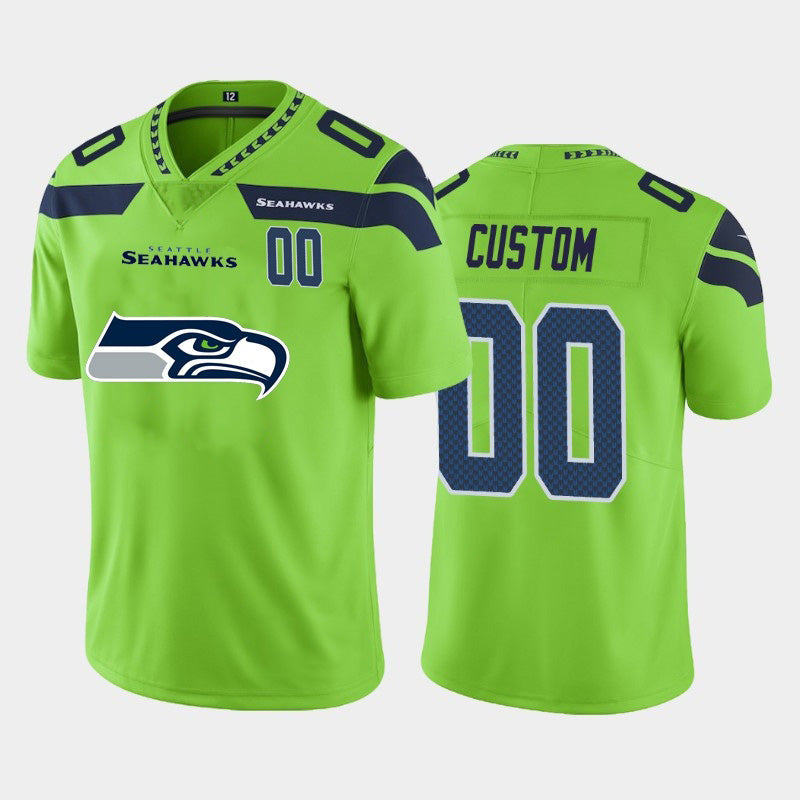 Custom S.Seahawks Green Team Big Logo Number Vapor Untouchable Limited Jersey