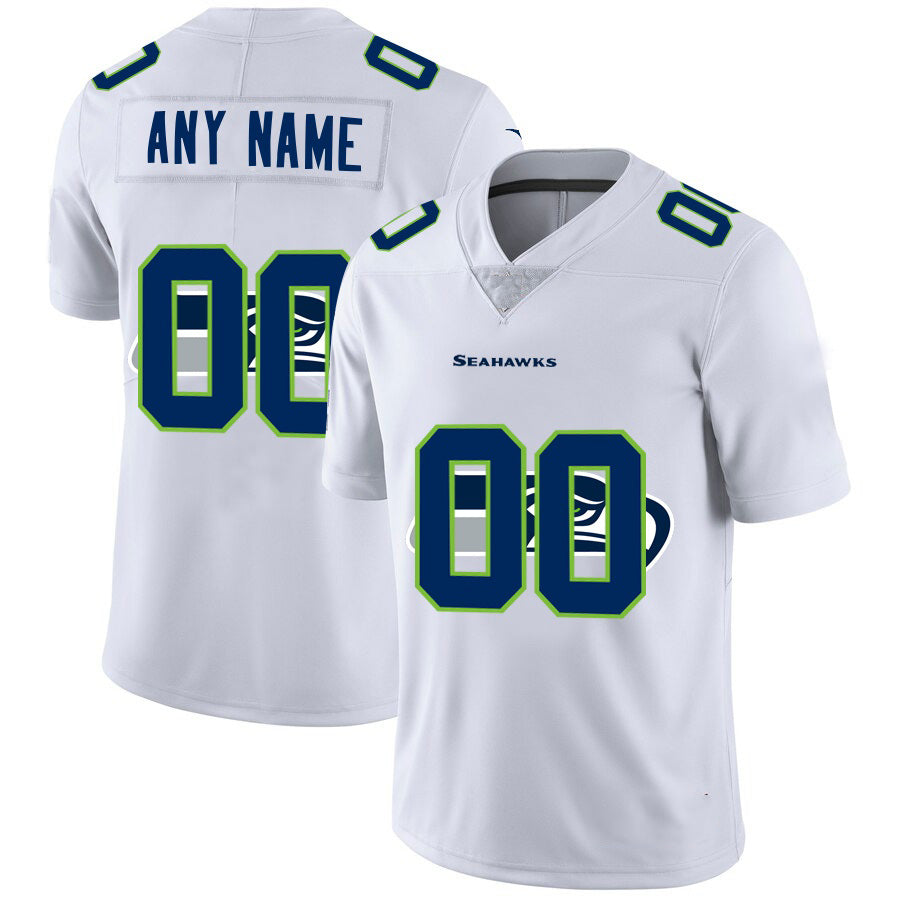 Custom S.Seahawks White Team Big Logo Vapor Untouchable Limited Jersey
