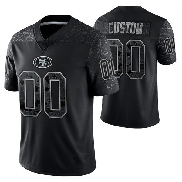 Custom SF.49ers ACTIVE PLAYER Black Reflective Limited Stitched Jersey