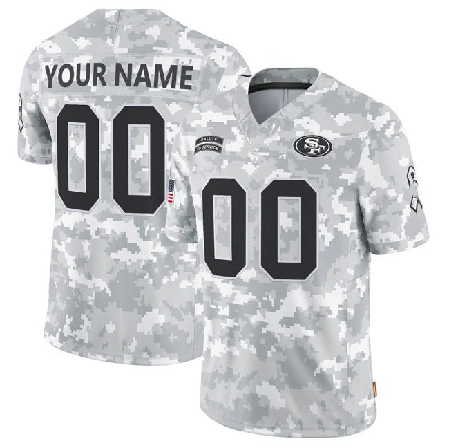 Custom SF.49ers Active Player 2024 F.U.S.E Arctic Camo Salute To Service Limited Stitched Jersey