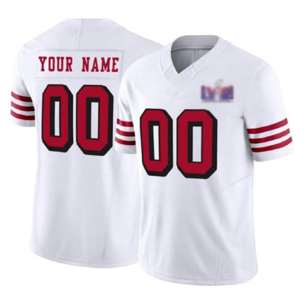 Custom SF.49ers Active Player New White 2024 F.U.S.E. LVIII Patch Vapor Untouchable Limited Stitched Jersey