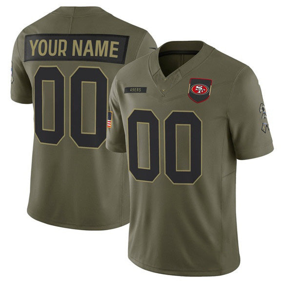 Custom SF.49ers Active Player Olive 2025 Salute to Service Limited Stitched Jersey