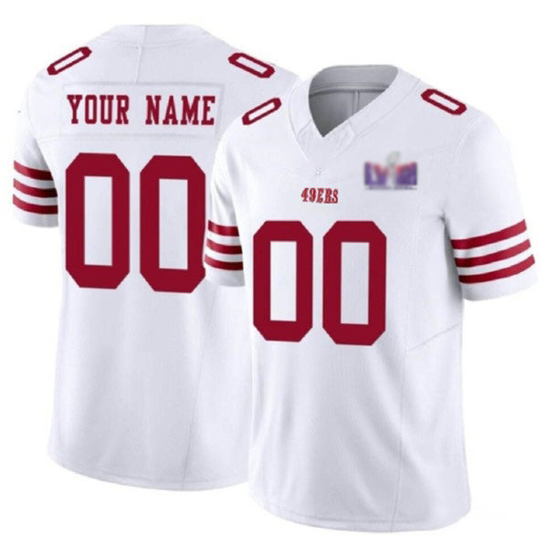 Custom SF.49ers Active Player White 2024 F.U.S.E. LVIII Patch Vapor Untouchable Limited Stitched Jersey