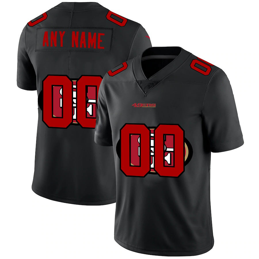 Custom SF.49ers Black Team Logo Dual Overlap Limited Jersey