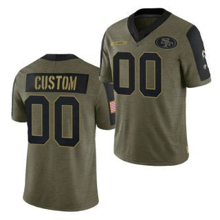 Custom SF.49ers Olive 2021 Salute To Service Limited Stitched Jersey