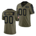 Custom SF.49ers Olive 2021 Salute To Service Limited Stitched Jersey