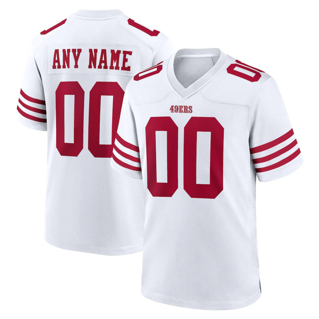 Custom SF.49ers White Game Player Jersey