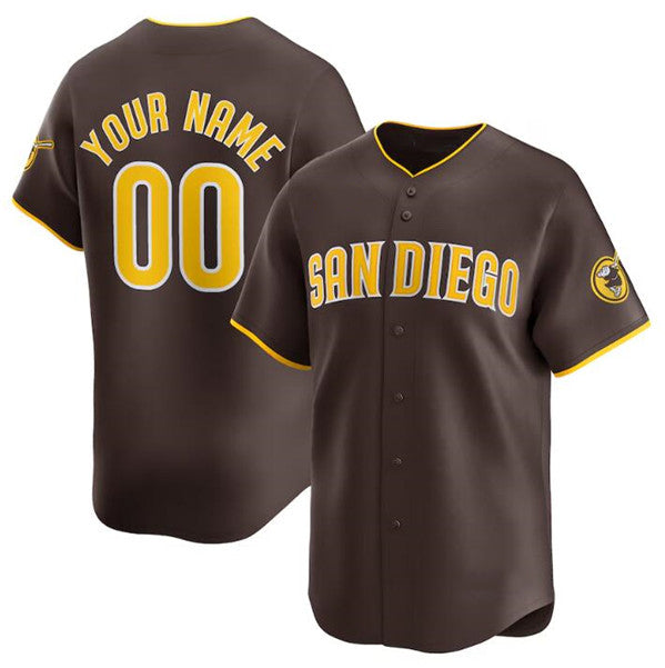Custom San Diego Padres Brown 2024 Away Limited Stitched Baseball Jersey