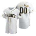 Custom San Diego Padres White Stitched Flex Base Golden Edition Baseball Jersey