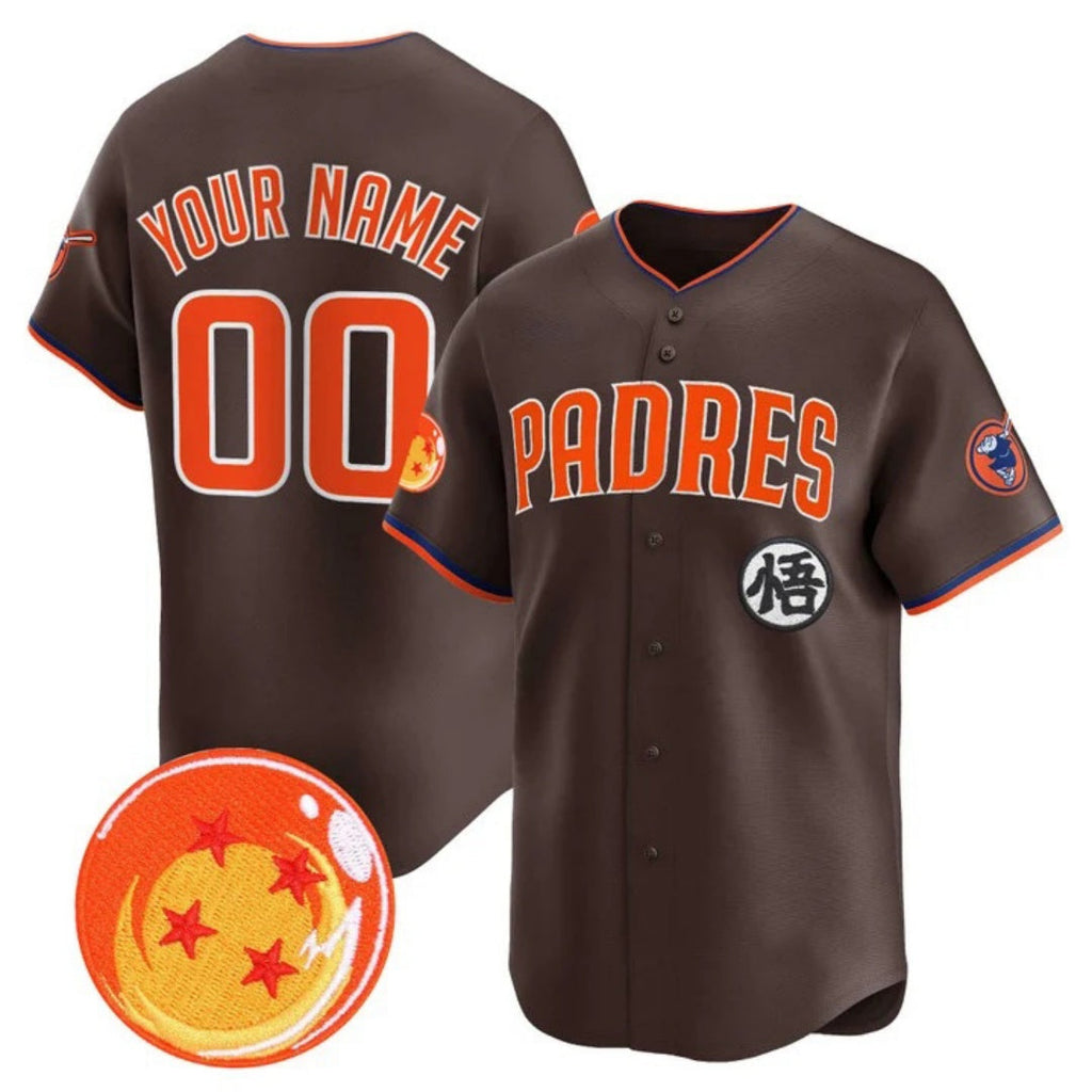 Custom San Diego Padres x Dragon Ball Brown Vapor Premier Limited Jersey - All Stitched Baseball Jersey