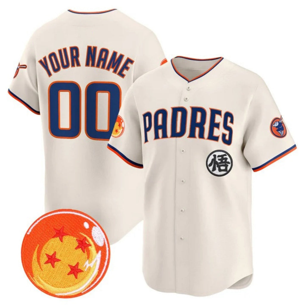 Custom San Diego Padres x Dragon Ball Cream Vapor Premier Limited Jersey - All Stitched Baseball Jersey