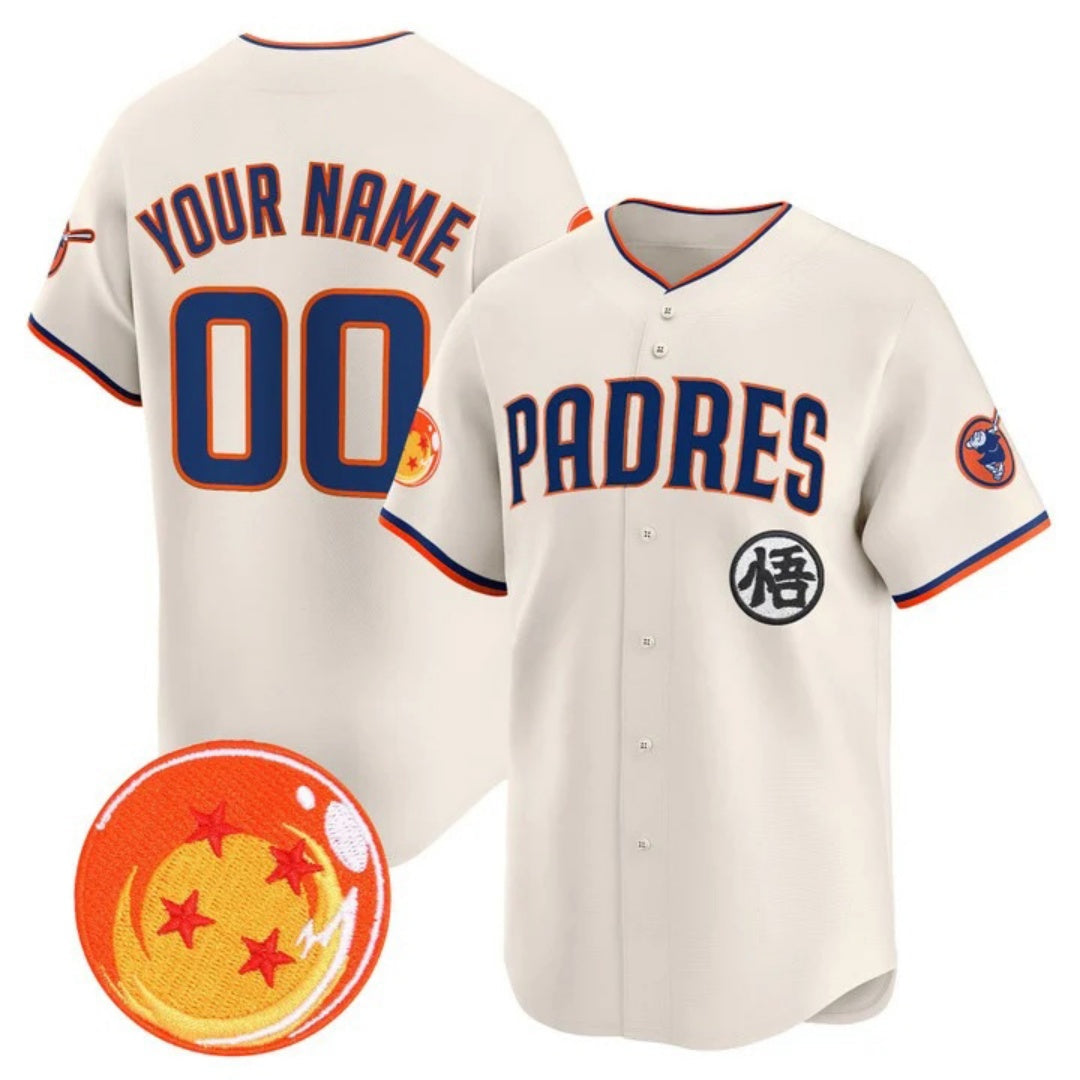 Custom San Diego Padres x Dragon Ball Cream Vapor Premier Limited Jersey - All Stitched Baseball Jersey