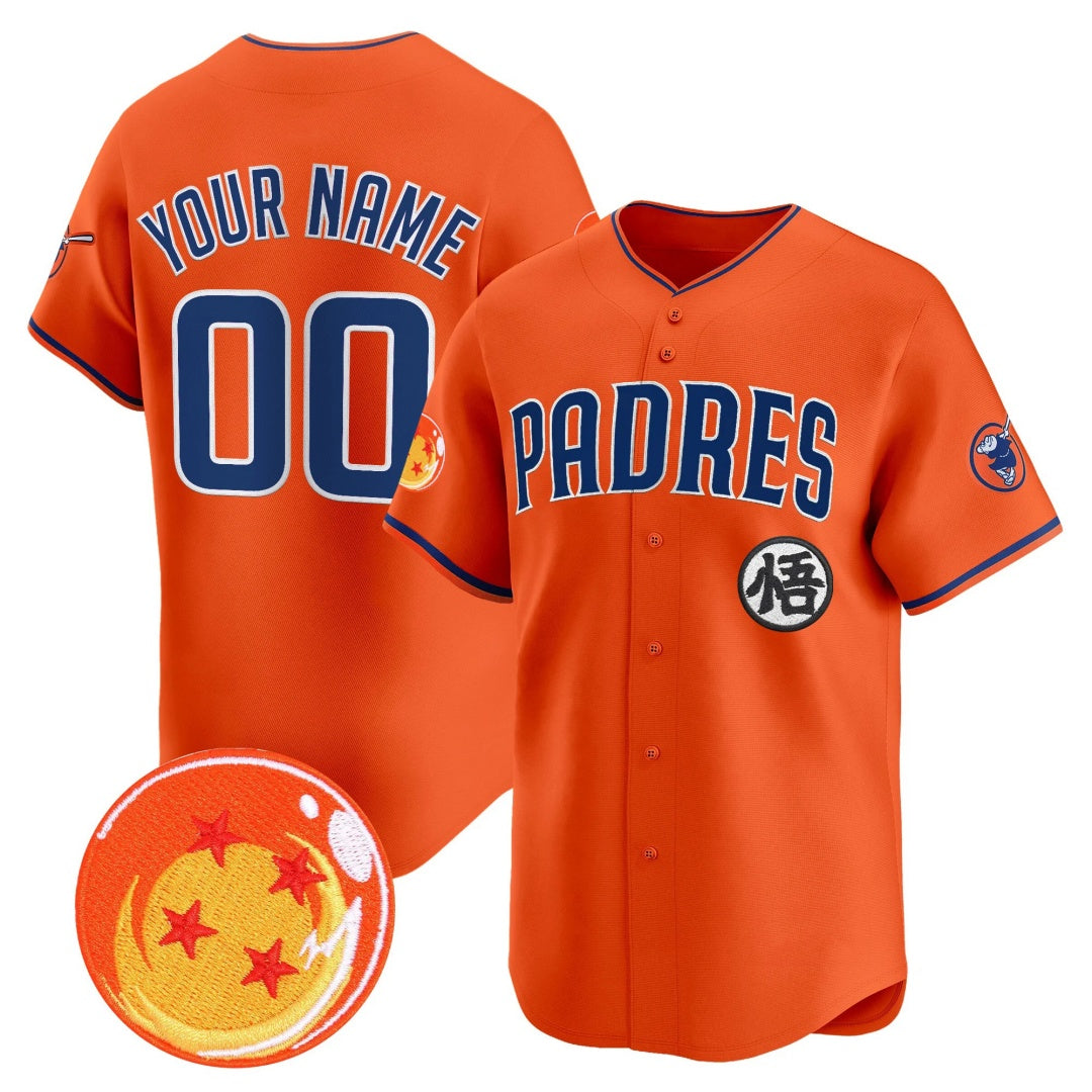 Custom San Diego Padres x Dragon Ball Orange Vapor Premier Limited Jersey - All Stitched Baseball Jersey