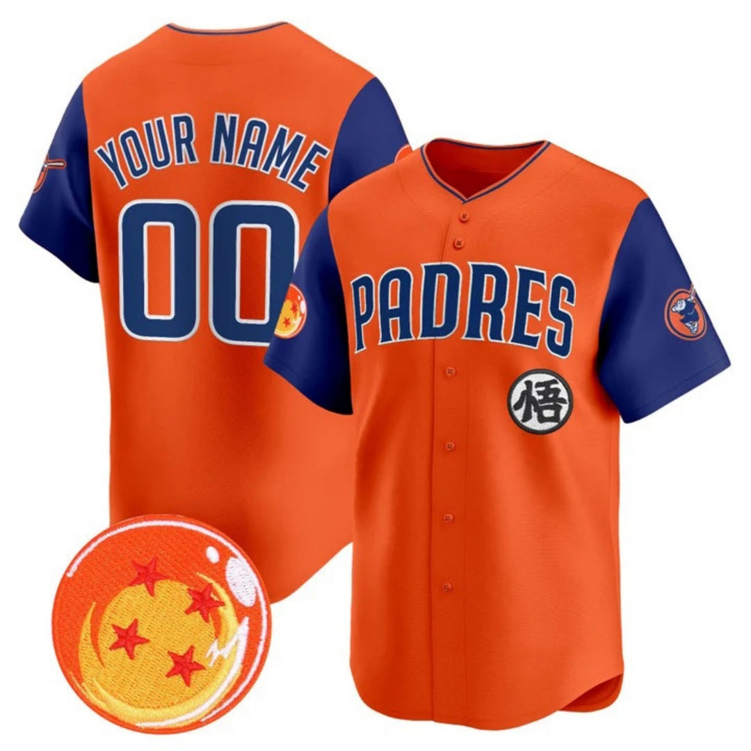Custom San Diego Padres x Dragon Ball Royal Orange Vapor Premier Limited Jersey - All Stitched Baseball Jersey
