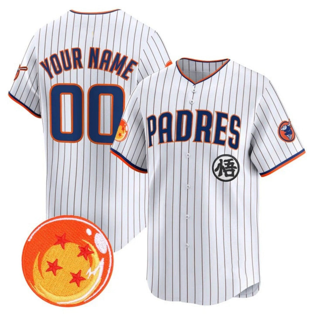 Custom San Diego Padres x Dragon Ball White Vapor Premier Limited Jersey - All Stitched Baseball Jersey