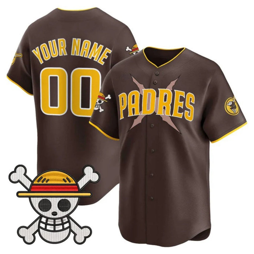 Custom San Diego Padres x One Piece Brown Vapor Premier Limited Jersey - Stitched Baseball Jersey