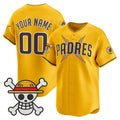 Custom San Diego Padres x One Piece Gold Vapor Premier Limited Jersey - Stitched Baseball Jersey
