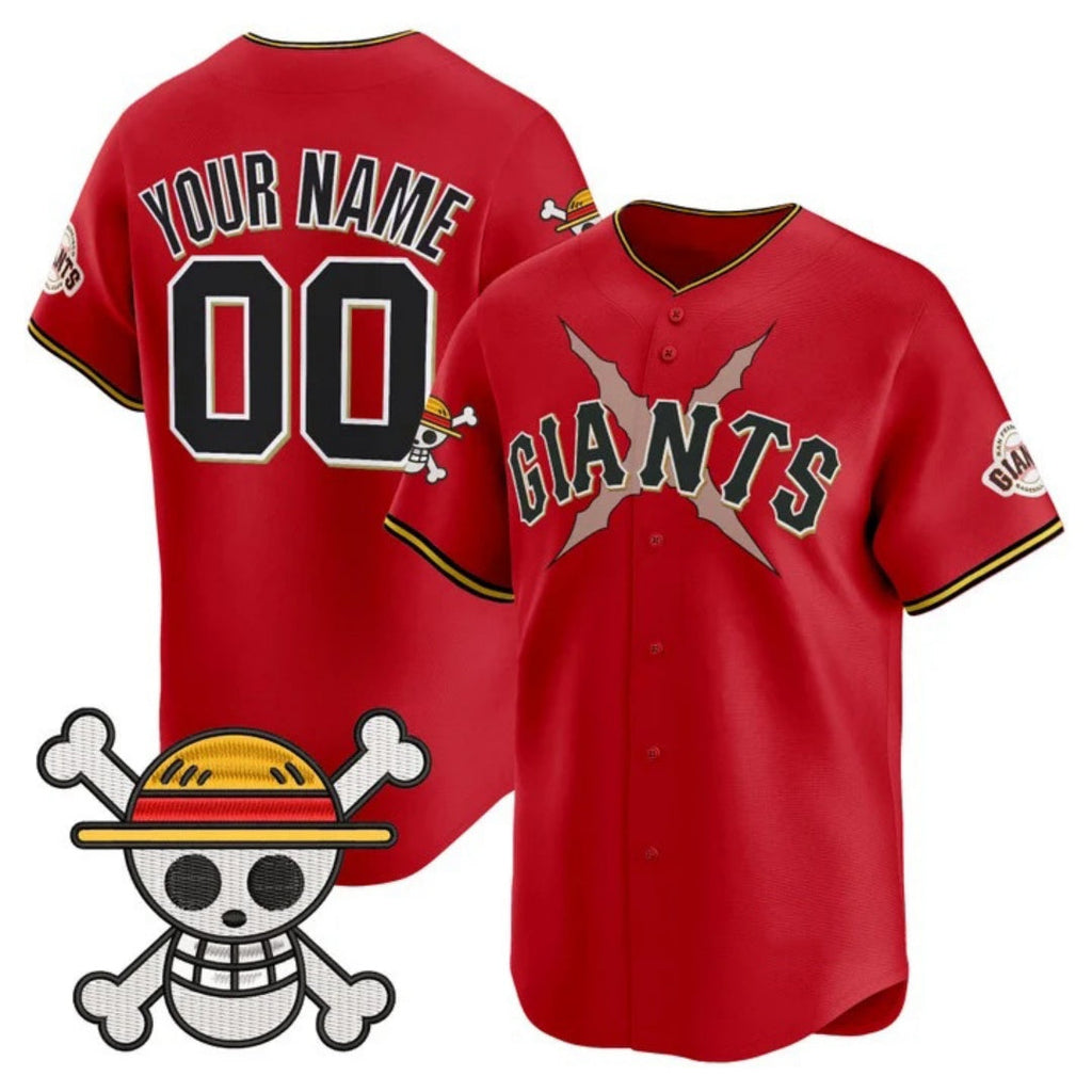 Custom San Francisco Giants x One Piece Red Vapor Premier Limited Jersey - Stitched Baseball Jersey