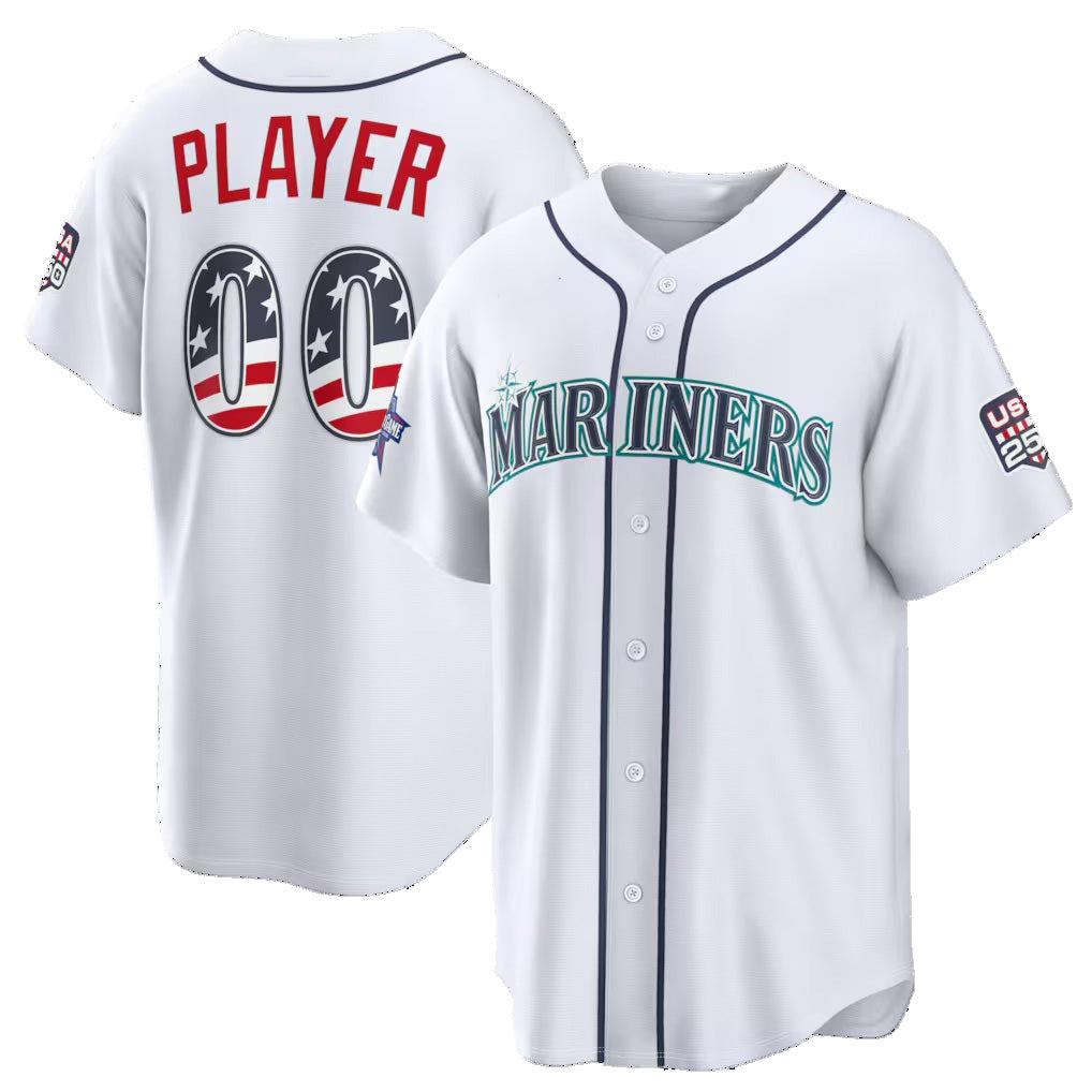 Custom Seattle Mariners 2026 All-Star Edition Stars & Stripes White Stadium Pick-A-Player Baseball Jersey