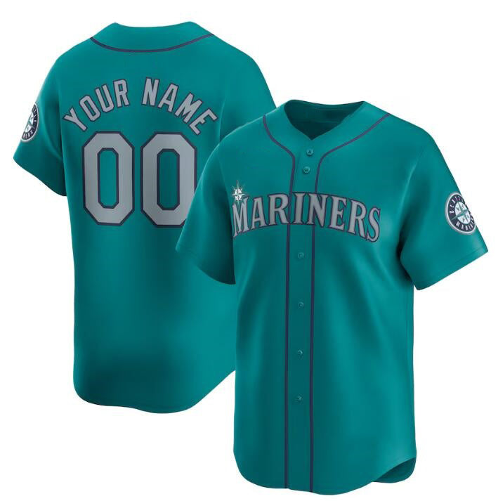 Custom Seattle Mariners Active Player Aqua Alternate Limited Stitched Baseball Jersey
