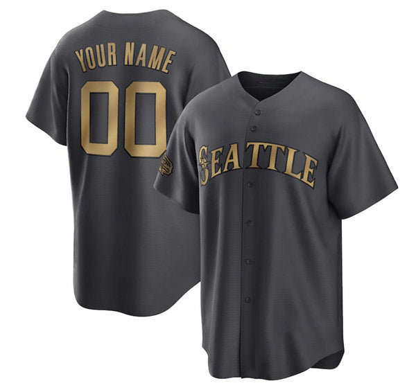 Custom Seattle Mariners Active Player Charcoal 2022 All-Star Cool Base Stitched Baseball Jersey