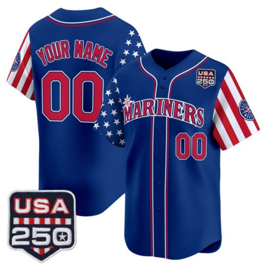Custom Seattle Mariners America 250 Edition Vapor Premier Limited Royal Stitched Baseball Jersey