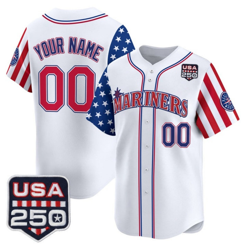 Custom Seattle Mariners  America 250 Edition Vapor Premier Limited White Stitched Baseball Jersey