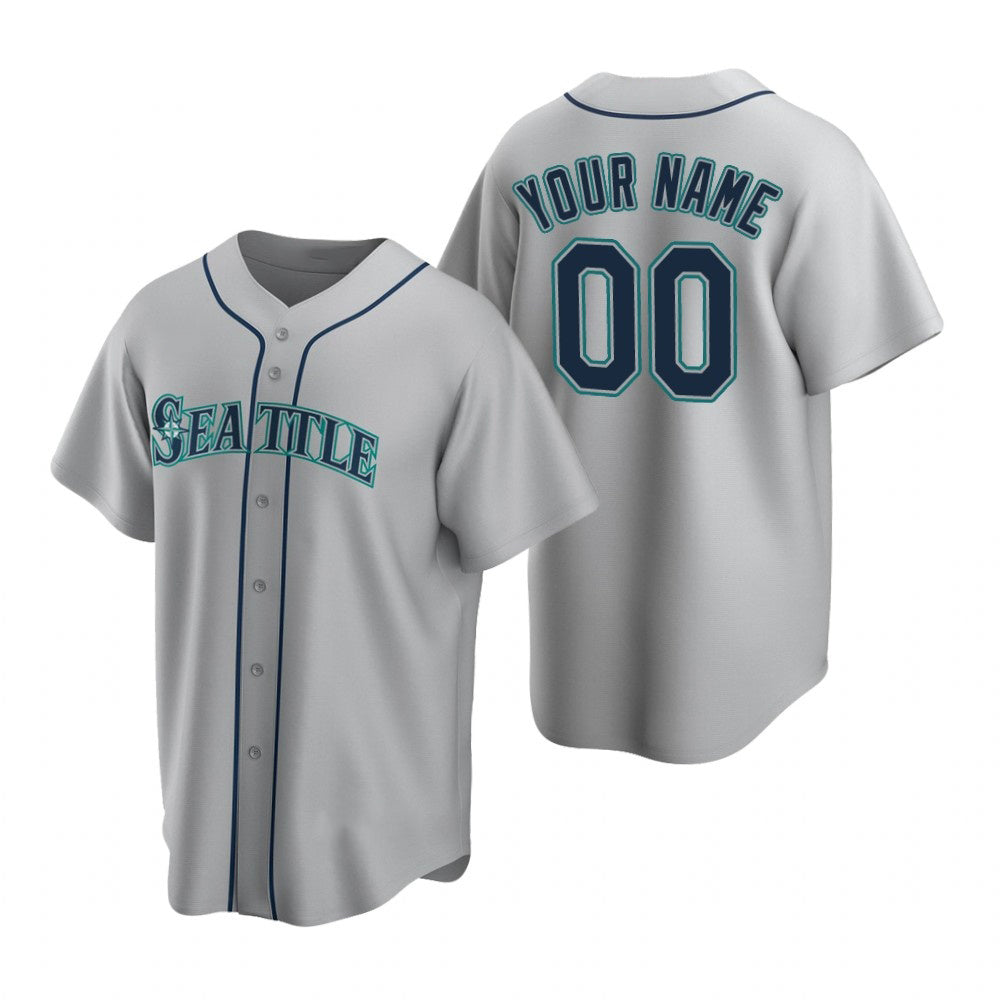 Custom Seattle Mariners Gray Stitched Cool Base Road Baseball Jersey