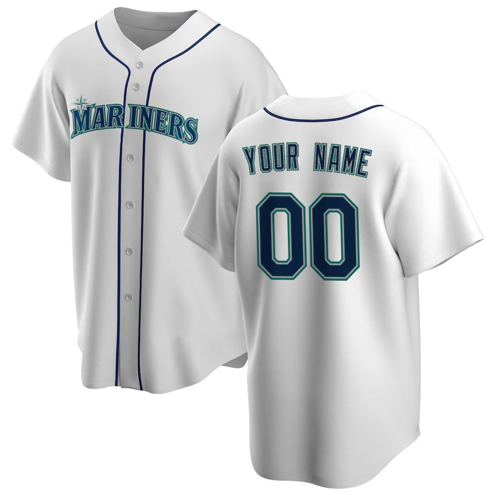 Custom Seattle Mariners White Home Replica Baseball Jersey