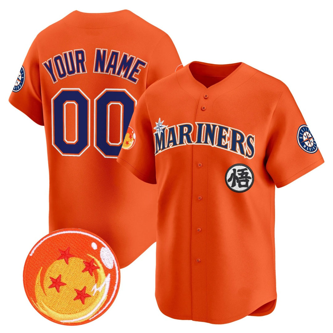 Custom Seattle Mariners x Dragon Ball Orange Vapor Premier Limited Jersey - All Stitched Baseball Jersey