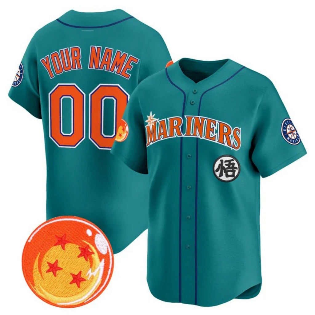 Custom Seattle Mariners x Dragon Ball Teal Vapor Premier Limited Jersey - All Stitched Baseball Jersey