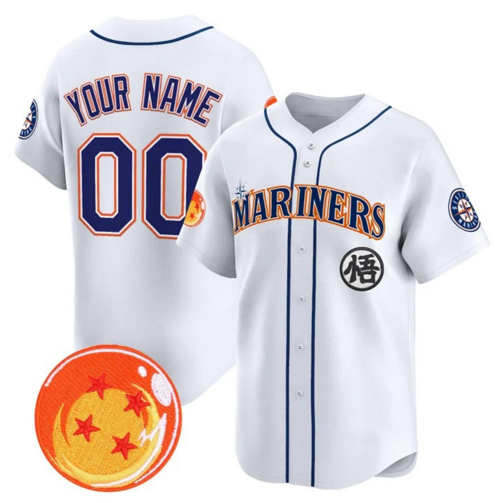 Custom Seattle Mariners x Dragon Ball White Vapor Premier Limited Jersey - All Stitched Baseball Jersey