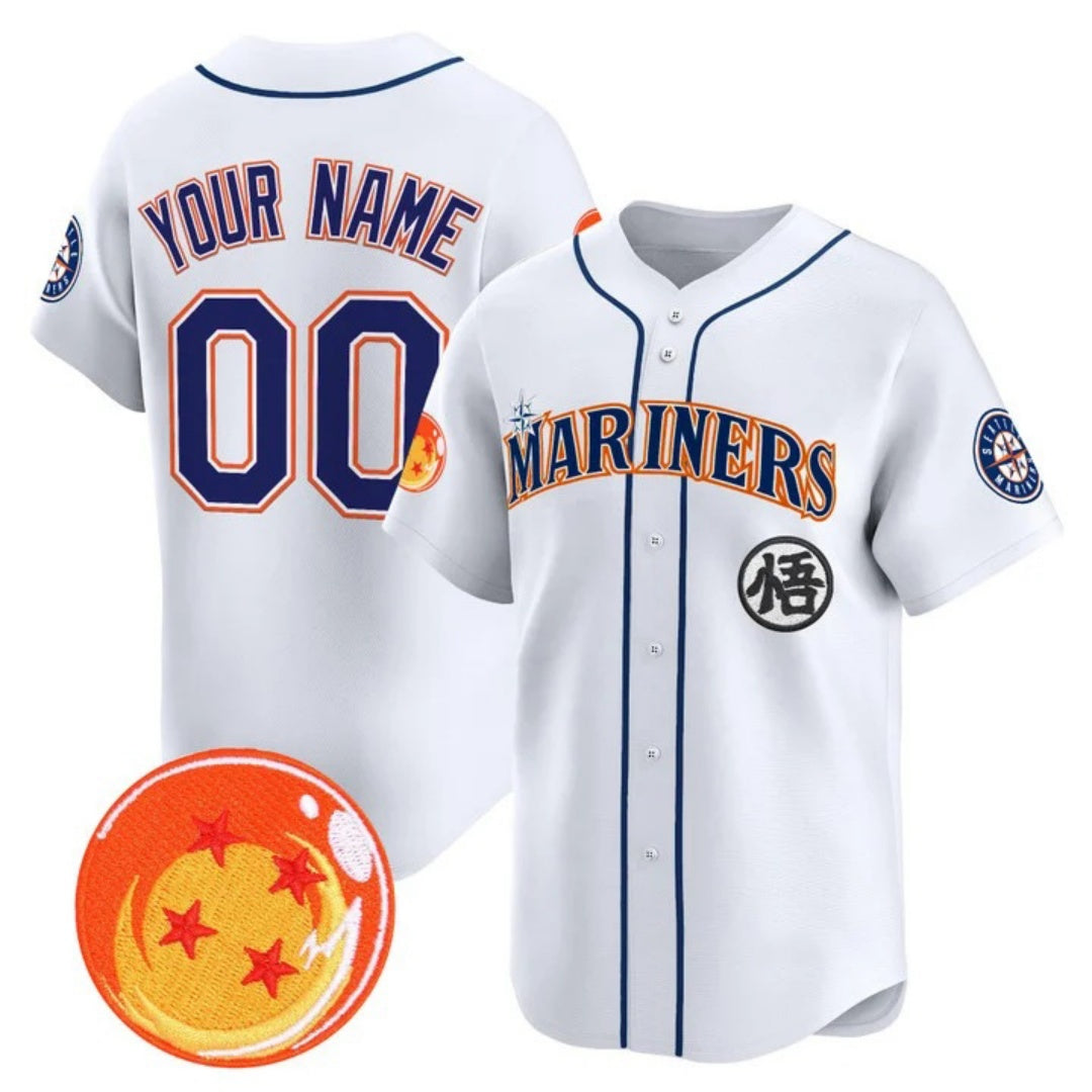 Custom Seattle Mariners x Dragon Ball White Vapor Premier Limited Jersey - All Stitched Baseball Jersey