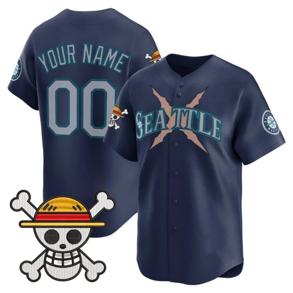 Custom Seattle Mariners x One Piece Navy Vapor Premier Limited Jersey - Stitched Baseball Jersey
