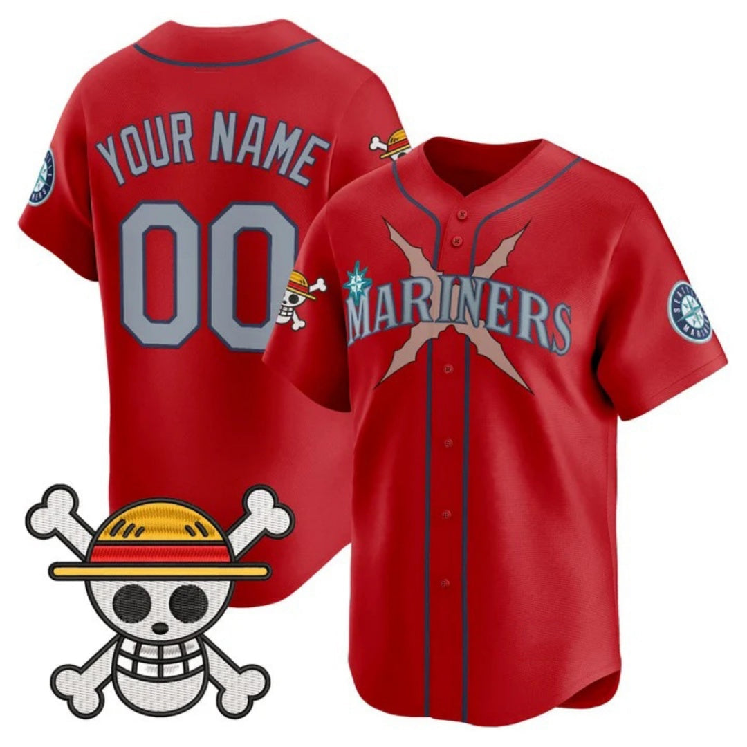 Custom Seattle Mariners x One Piece Red Vapor Premier Limited Jersey - Stitched Baseball Jersey