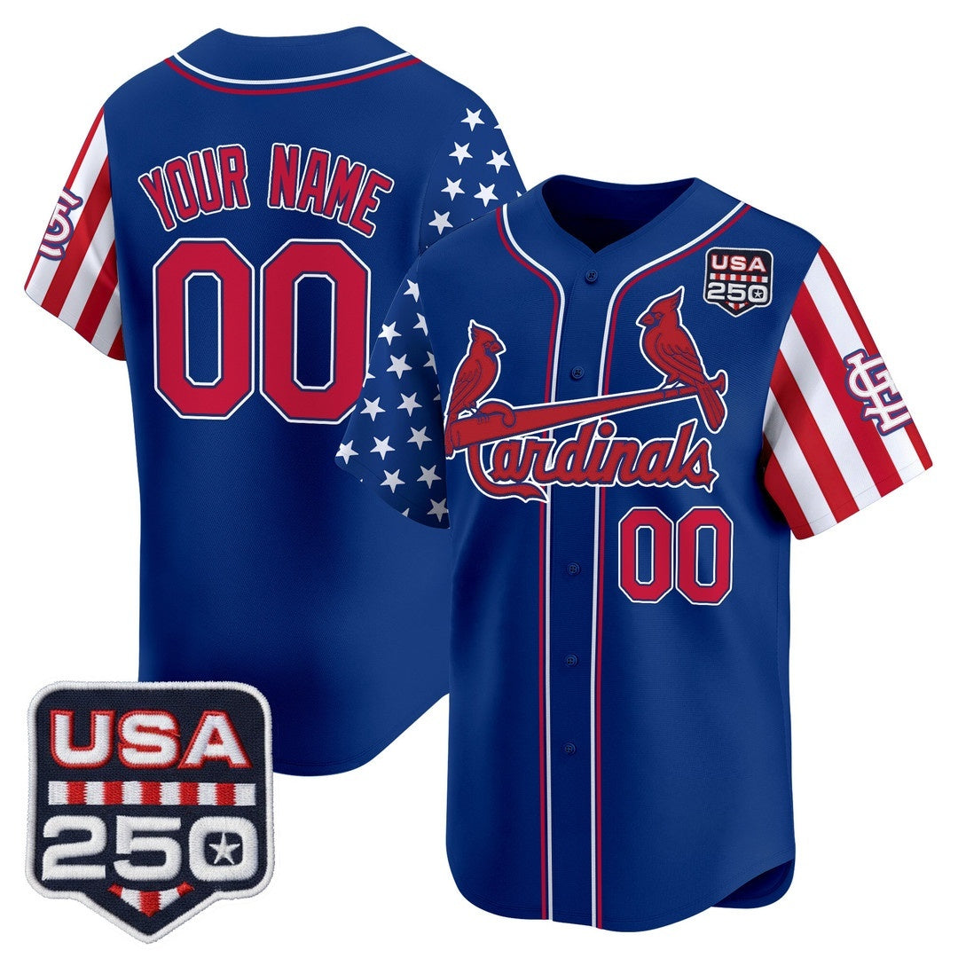 Custom St. Louis Cardinals America 250 Edition Vapor Premier Limited Royal Stitched Baseball Jersey