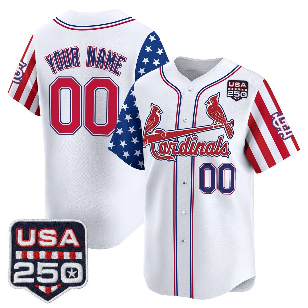 Custom St. Louis Cardinals America 250 Edition Vapor Premier Limited White Stitched Baseball Jersey