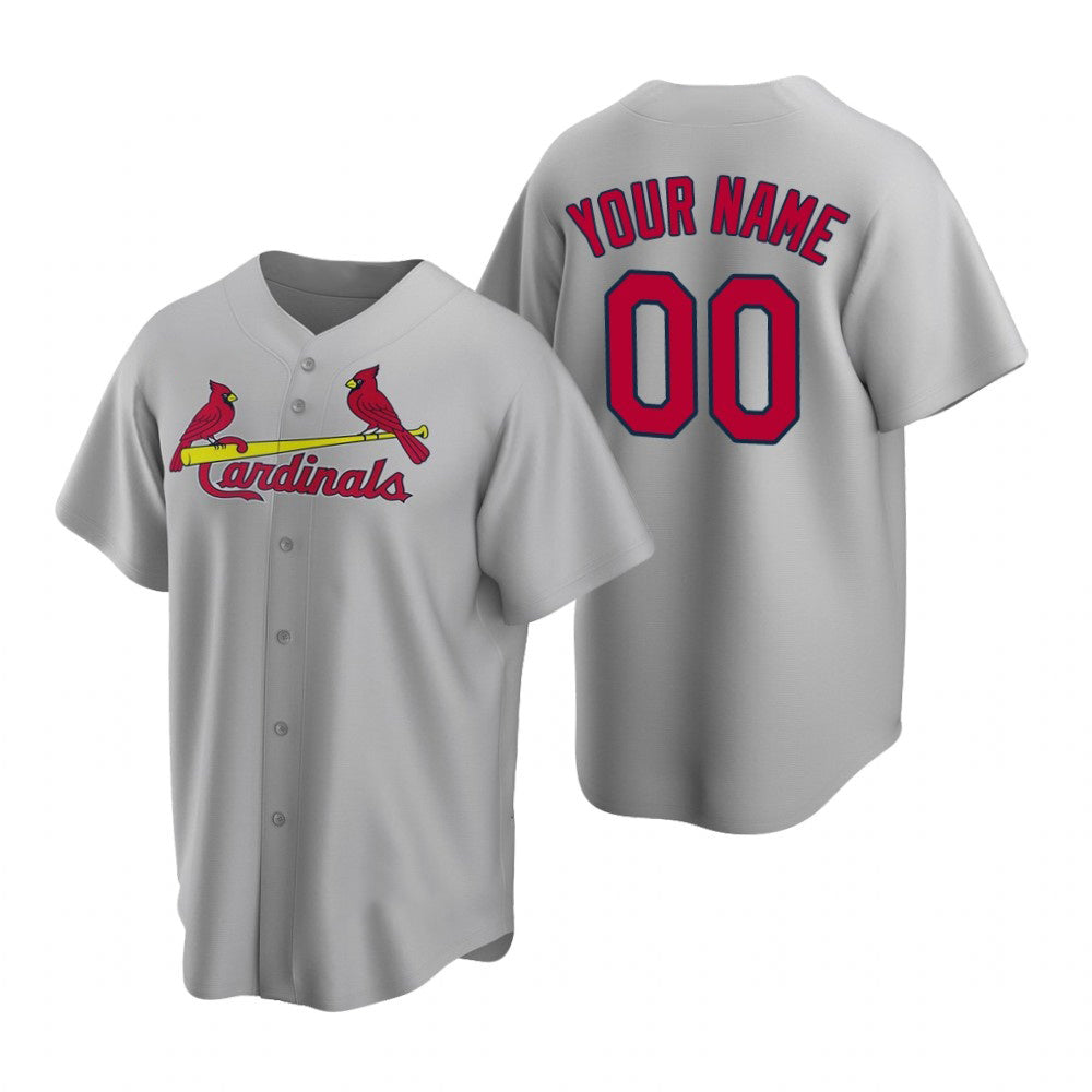 Custom St. Louis Cardinals Gray Stitched Cool Base Road Baseball Jersey
