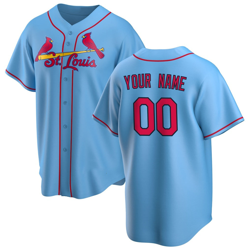 Custom St. Louis Cardinals Light Blue Alternate Replica Baseball Jersey