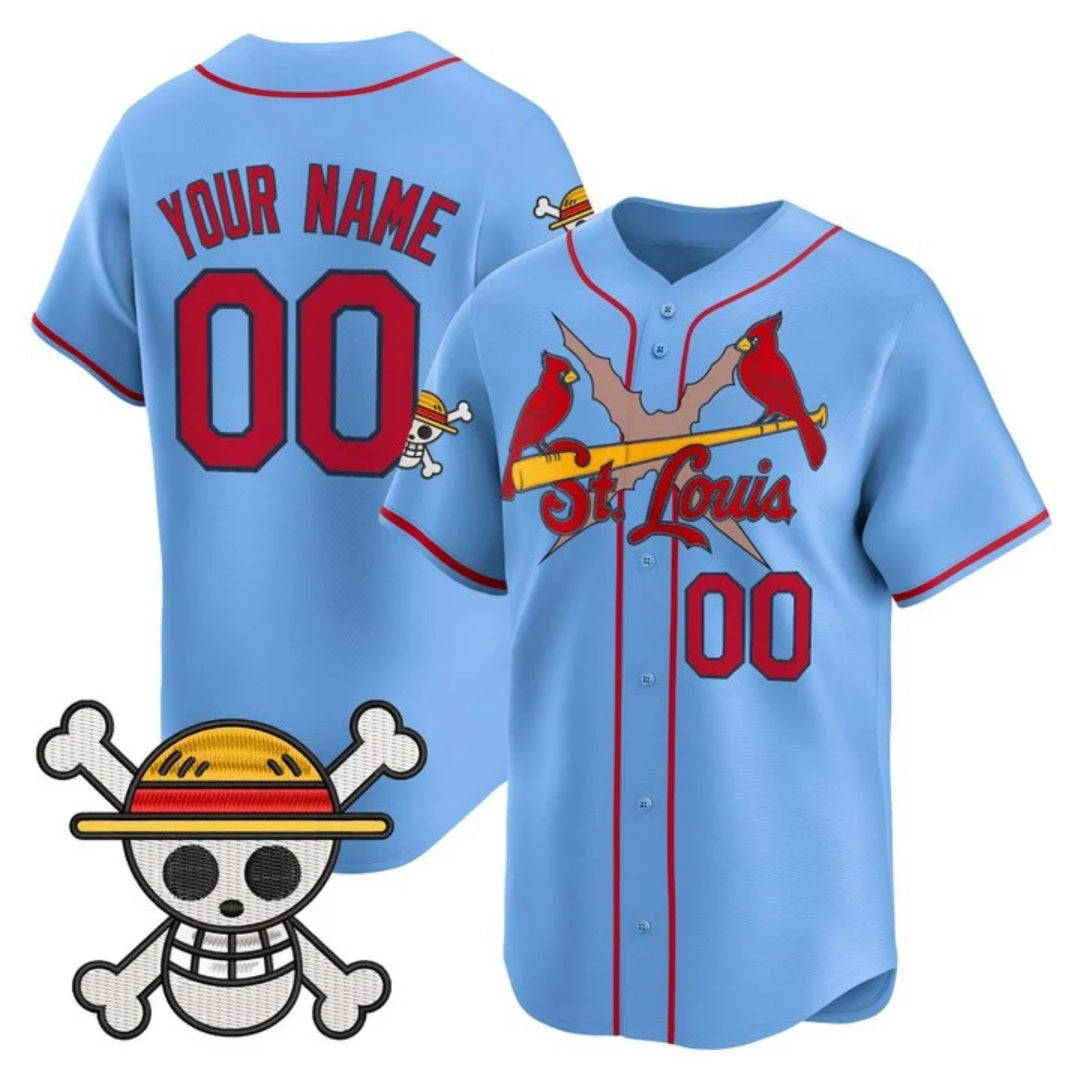 Custom St. Louis Cardinals x One Piece Blue Vapor Premier Limited Jersey - Stitched Baseball Jersey