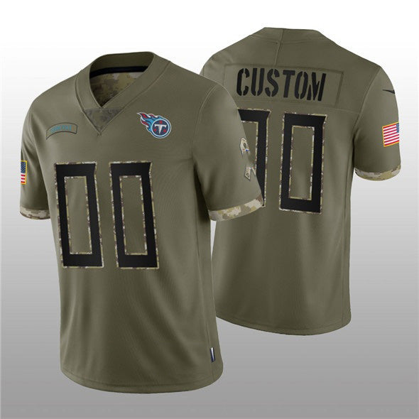 Custom T.Titans ACTIVE PLAYER 2022 Olive Salute To Service Limited Stitched Jersey