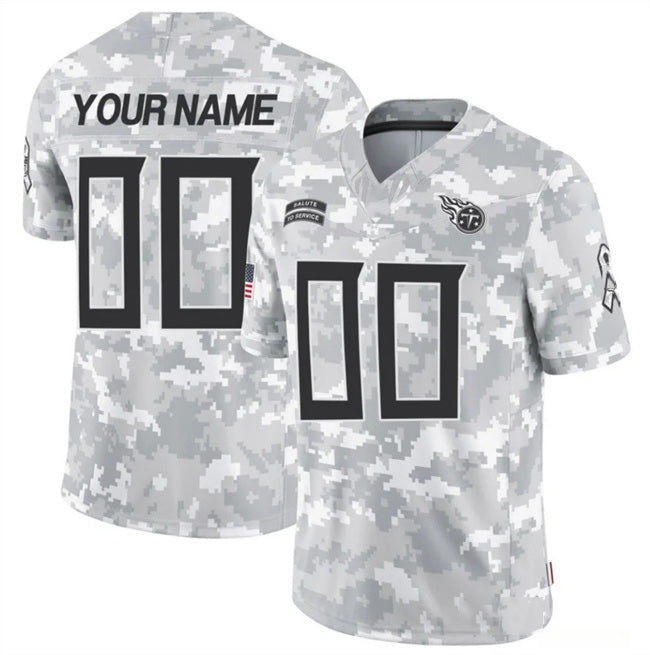 Custom T.Titans Active Player 2024 F.U.S.E Arctic Camo Salute To Service Limited Stitched Jersey