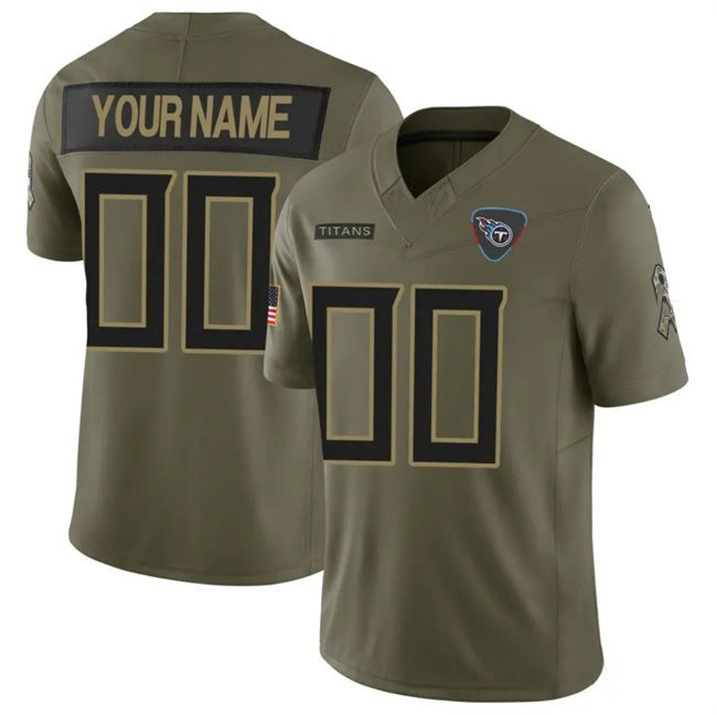 Custom T.Titans Active Player Olive 2025 F.U.S.E. Salute to Service Limited Stitched Jersey